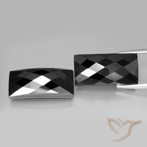 27.88 ct Black Spinel, 20.1 x 9.9 mm Baguette Rose Cut From Thailand, Photo A