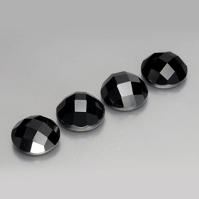 14.07 ctw Black Spinel Stones, Natural Spinel in Round Rose-Cut Shape for Sale