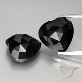 17.33 ct Black Spinel, 13 x 12.5 mm Heart Rose Cut From Thailand, Photo A