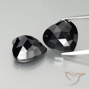 17.07 ct Black Spinel, 13.2 x 12.6 mm Heart Rose Cut From Thailand, Photo A