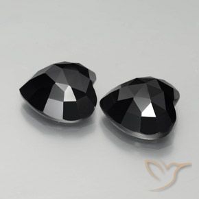 17.07 ctw Black Spinel Stones, Natural Spinel in Heart Rose-Cut Shape for Sale