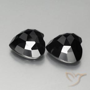 17.60 ctw Black Spinel Stones, Natural Spinel in Heart Rose-Cut Shape for Sale