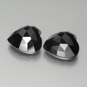 16.21 ctw Black Spinel Stones, Natural Spinel in Heart Rose-Cut Shape for Sale