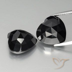 17.48 ct Black Spinel, 13.3 x 12.7 mm Heart Rose Cut From Thailand, Photo A