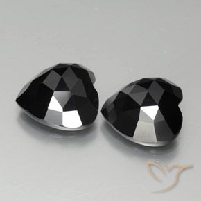 17.48 ctw Black Spinel Stones, Natural Spinel in Heart Rose-Cut Shape for Sale