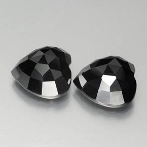 19.39 ctw Black Spinel Stones, Natural Spinel in Heart Rose-Cut Shape for Sale