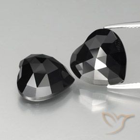 17.73 ct Black Spinel, 12.9 x 12.5 mm Heart Rose Cut From Thailand, Photo A
