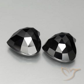 17.73 ctw Black Spinel Stones, Natural Spinel in Heart Rose-Cut Shape for Sale