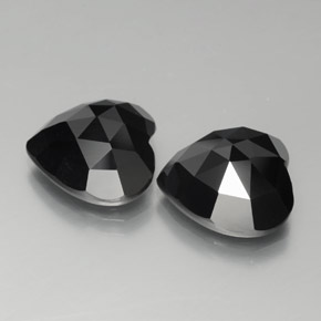 17.28 ctw Black Spinel Stones, Natural Spinel in Heart Rose-Cut Shape for Sale