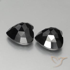 16.97 ctw Black Spinel Stones, Natural Spinel in Heart Rose-Cut Shape for Sale