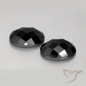 14.12 ctw Black Spinel Stones, Natural Spinel in Oval Rose-Cut Shape for Sale
