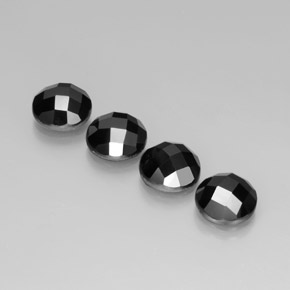 13.70 ctw Black Spinel Stones, Natural Spinel in Round Rose-Cut Shape for Sale