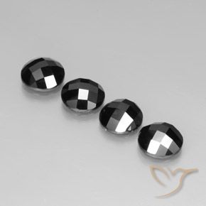 15.34 ctw Black Spinel Stones, Natural Spinel in Round Rose-Cut Shape for Sale