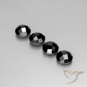 14.83 ctw Black Spinel Stones, Natural Spinel in Round Rose-Cut Shape for Sale