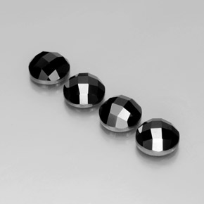 4pc 9.1mm Round Spinel Lot - 14.61ct total Weight / avg. 3.65ct each, Color: Black, Mohs Hardness 8 suitable for daily wear jewelry, Photo A