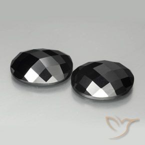 20.00 ctw Black Spinel Stones, Natural Spinel in Oval Rose-Cut Shape for Sale