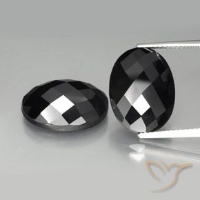 22.04 ct Black Spinel, 16.2 x 12.2 mm Oval Rose Cut From Thailand, Photo A