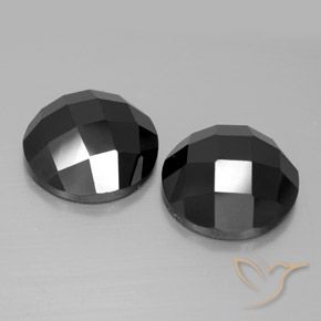 14.69 ctw Black Spinel Stones, Natural Spinel in Round Rose-Cut Shape for Sale