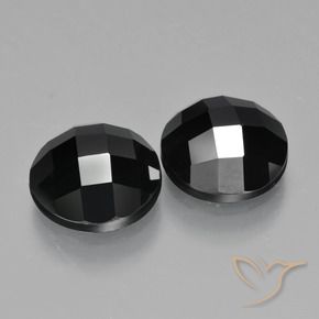 9.18 ctw Black Spinel Stones, Natural Spinel in Round Rose-Cut Shape for Sale