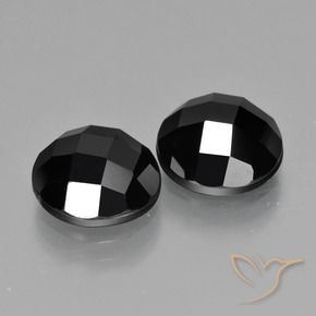 8.68 ctw Black Spinel Stones, Natural Spinel in Round Rose-Cut Shape for Sale