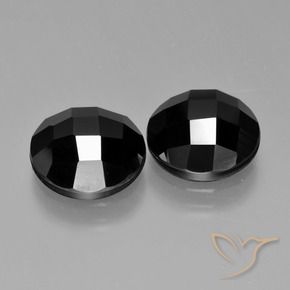 8.31 ctw Black Spinel Stones, Natural Spinel in Round Rose-Cut Shape for Sale