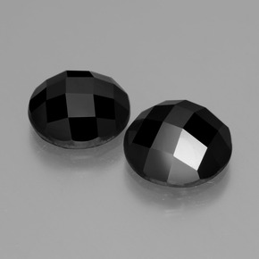 7.42 ctw Black Spinel Stones, Natural Spinel in Round Rose-Cut Shape for Sale