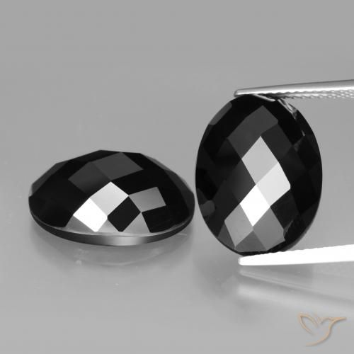 22.46 ct Black Spinel, 16.1 x 12.1 mm Oval Rose Cut From Thailand, Photo A