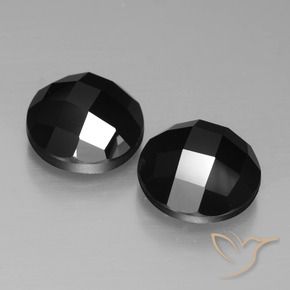 9.58 ctw Black Spinel Stones, Natural Spinel in Round Rose-Cut Shape for Sale