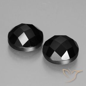7.44 ctw Black Spinel Stones, Natural Spinel in Round Rose-Cut Shape for Sale