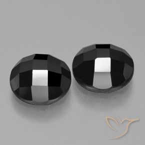 7.45 ctw Black Spinel Stones, Natural Spinel in Round Rose-Cut Shape for Sale