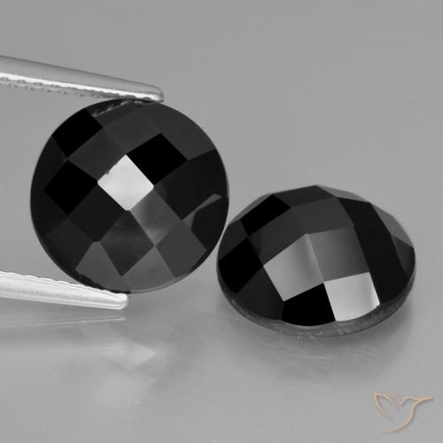 2 pièces assorties Spinelle Noire Tour de taille 10,1mm, poids total de 7,87 ct / moyenne de 3,94 ct chacune, Noire avec pureté Opaque , pierre gemme naturelle Non traité, dureté de Mohs 8 convient aux bijoux de tous les jours, pierre de sagesse, Photo A