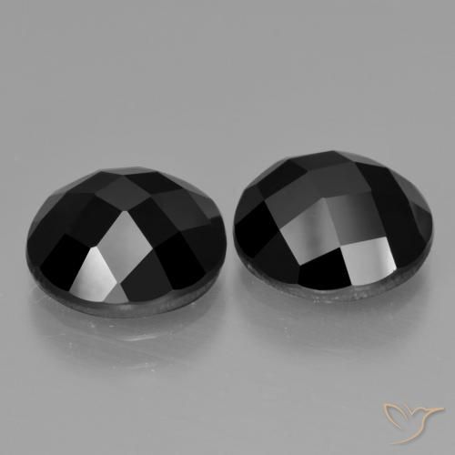 7.87 ctw Black Spinel Stones, Natural Spinel in Round Rose-Cut Shape for Sale