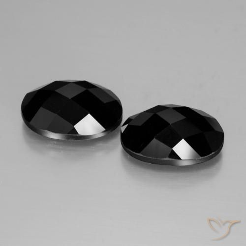 15.01 ctw Black Spinel Stones, Natural Spinel in Oval Rose-Cut Shape for Sale