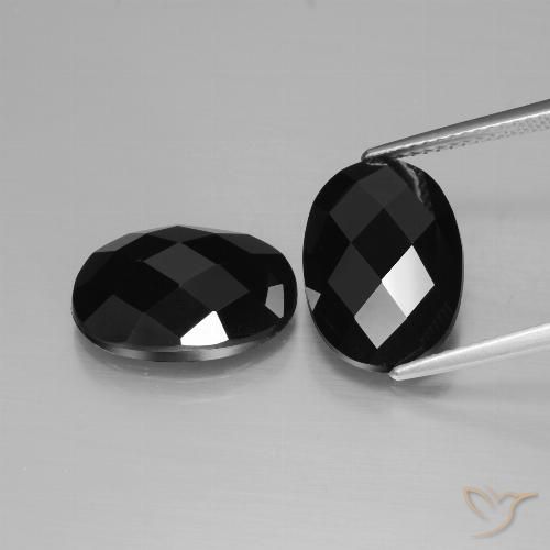 2 pièces assorties Spinelle Noire Ovale de taille 14,1 x 10,1mm, poids total de 12,42 ct / moyenne de 6,21 ct chacune, Noire avec pureté Opaque , pierre gemme naturelle Non traité, dureté de Mohs 8 convient aux bijoux de tous les jours, pierre de sagesse, Photo A