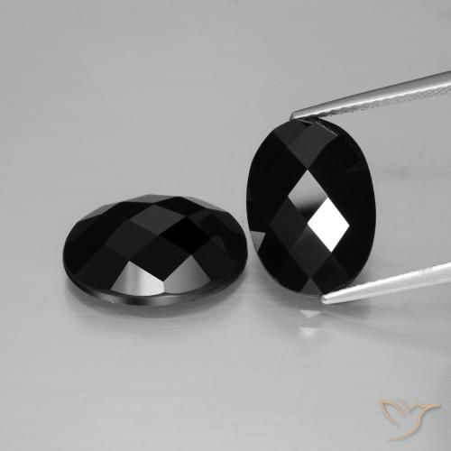 12.47 ct Black Spinel, 14.2 x 10.2 mm Oval Rose Cut From Thailand, Photo A