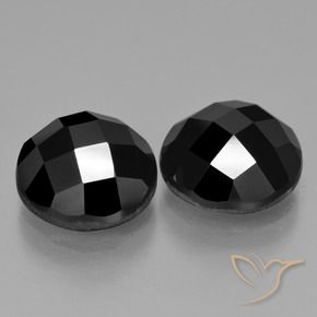 9.91 ctw Black Spinel Stones, Natural Spinel in Round Rose-Cut Shape for Sale