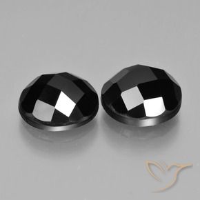 9.00 ctw Black Spinel Stones, Natural Spinel in Round Rose-Cut Shape for Sale