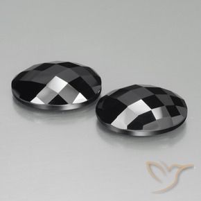 25.08 ctw Black Spinel Stones, Natural Spinel in Oval Rose-Cut Shape for Sale