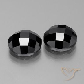 15.03 ctw Black Spinel Stones, Natural Spinel in Round Rose-Cut Shape for Sale