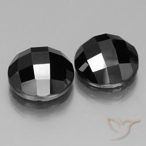 15.39 ctw Black Spinel Stones, Natural Spinel in Round Rose-Cut Shape for Sale
