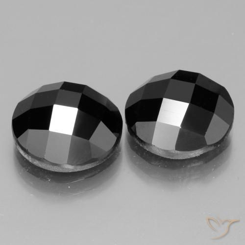 14.02 ctw Black Spinel Stones, Natural Spinel in Round Rose-Cut Shape for Sale