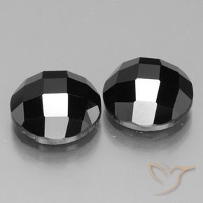 14.27 ctw Black Spinel Stones, Natural Spinel in Round Rose-Cut Shape for Sale