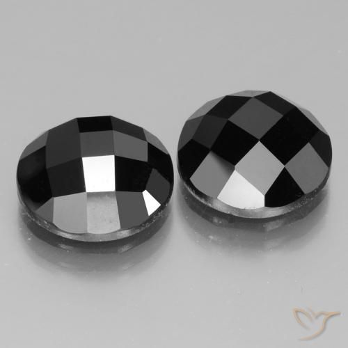13.79 ctw Black Spinel Stones, Natural Spinel in Round Rose-Cut Shape for Sale