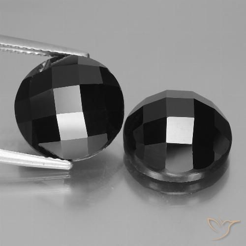 15,27 ct schwarzer Spinell, 12 mm runder Rosenschliff aus Thailand, Photo A