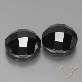 14.18 ctw Black Spinel Stones, Natural Spinel in Round Rose-Cut Shape for Sale
