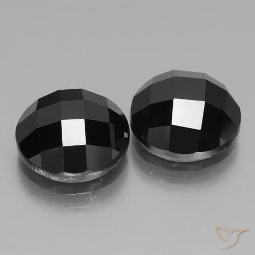 14.30 ctw Black Spinel Stones, Natural Spinel in Round Rose-Cut Shape for Sale