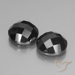 13.75 ctw Black Spinel Stones, Natural Spinel in Round Rose-Cut Shape for Sale