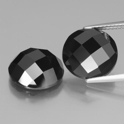 Paire Spinelle Tour 12mm assorties - Poids total 13,43 ct / moyenne 6,72 ct chacune, couleur Noire et pureté Opaque , pierre gemme naturelle Non traité, dureté de Mohs 8 convient aux bijoux de tous les jours, pierre de sagesse, Photo A