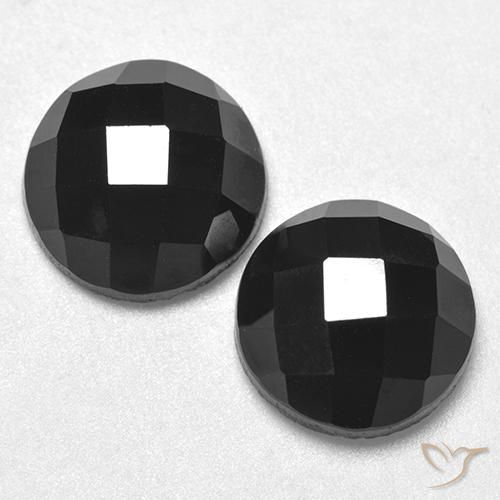 Paire Spinelle Tour 9,2mm assorties - Poids total 7,32 ct / moyenne 3,66 ct chacune, couleur Noire et pureté Opaque , pierre gemme naturelle Non traité, dureté de Mohs 8 convient aux bijoux de tous les jours, pierre de sagesse, Photo A