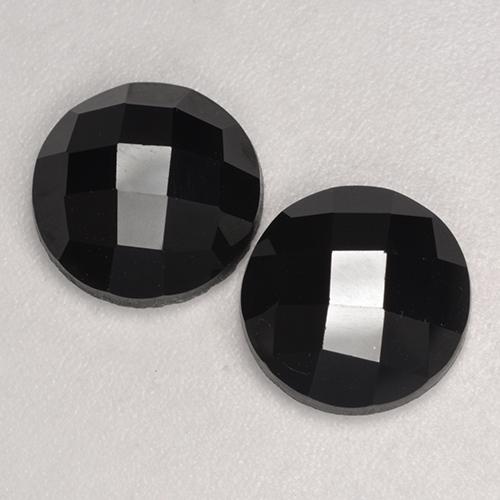 2 pezzi Spinello taglio rotondo abbinati di dimensioni 9,3mm, peso 6,7 ct totali / media. 3,35 ct ciascuno, Nero in purezza Opaque, pietra preziosa naturale non trattati, durezza Mohs 8 adatto per gioielli da indossare ogni giorno, Photo A